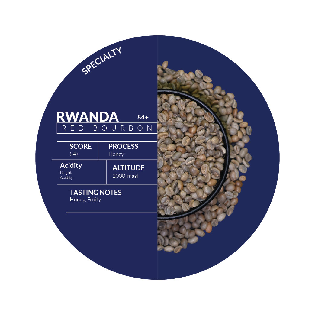 Roasted - Rwanda Arabica Red Bourbon Honey Coffee SC15+