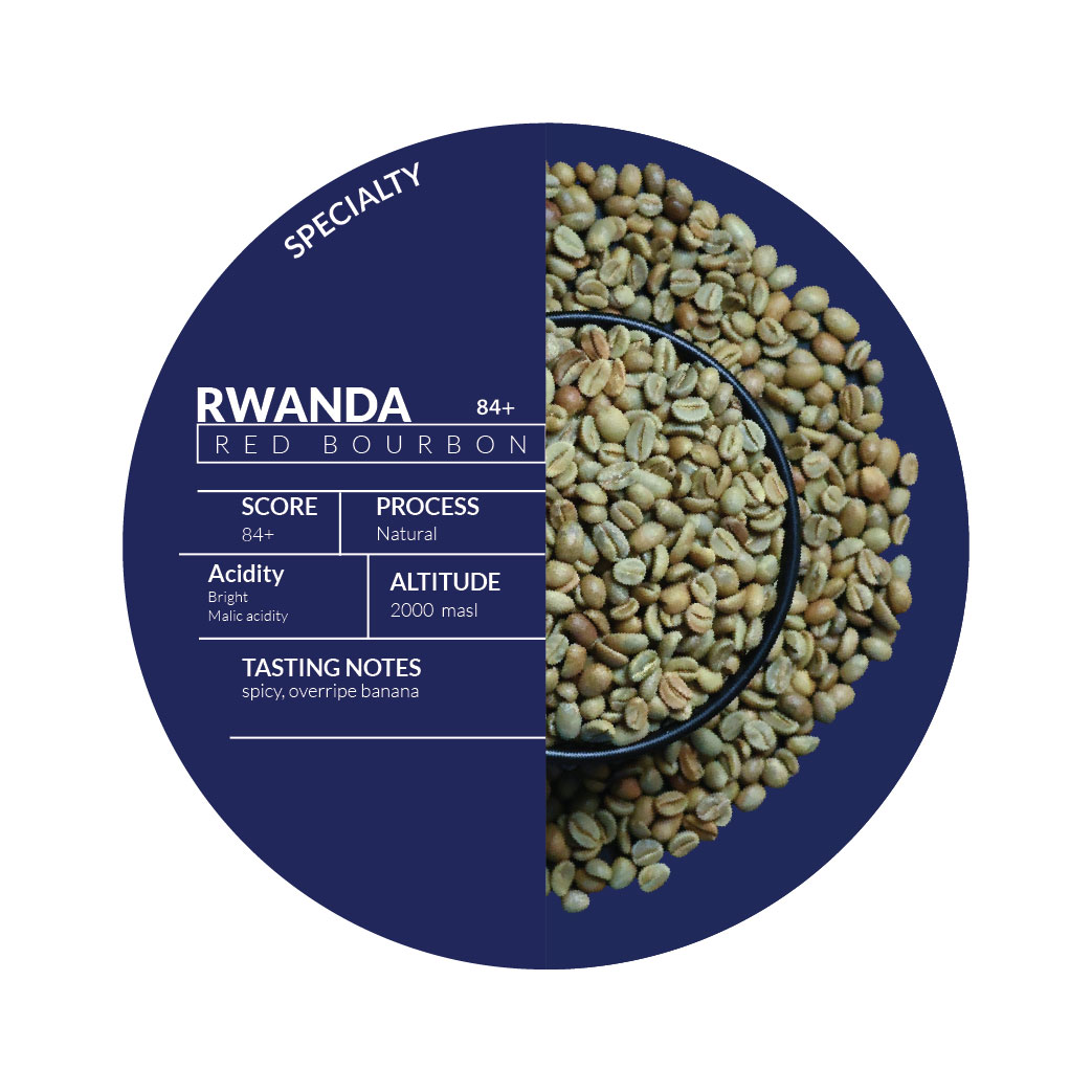 Roasted - Rwanda Arabica Red Bourbon Natural Coffee  SC15+